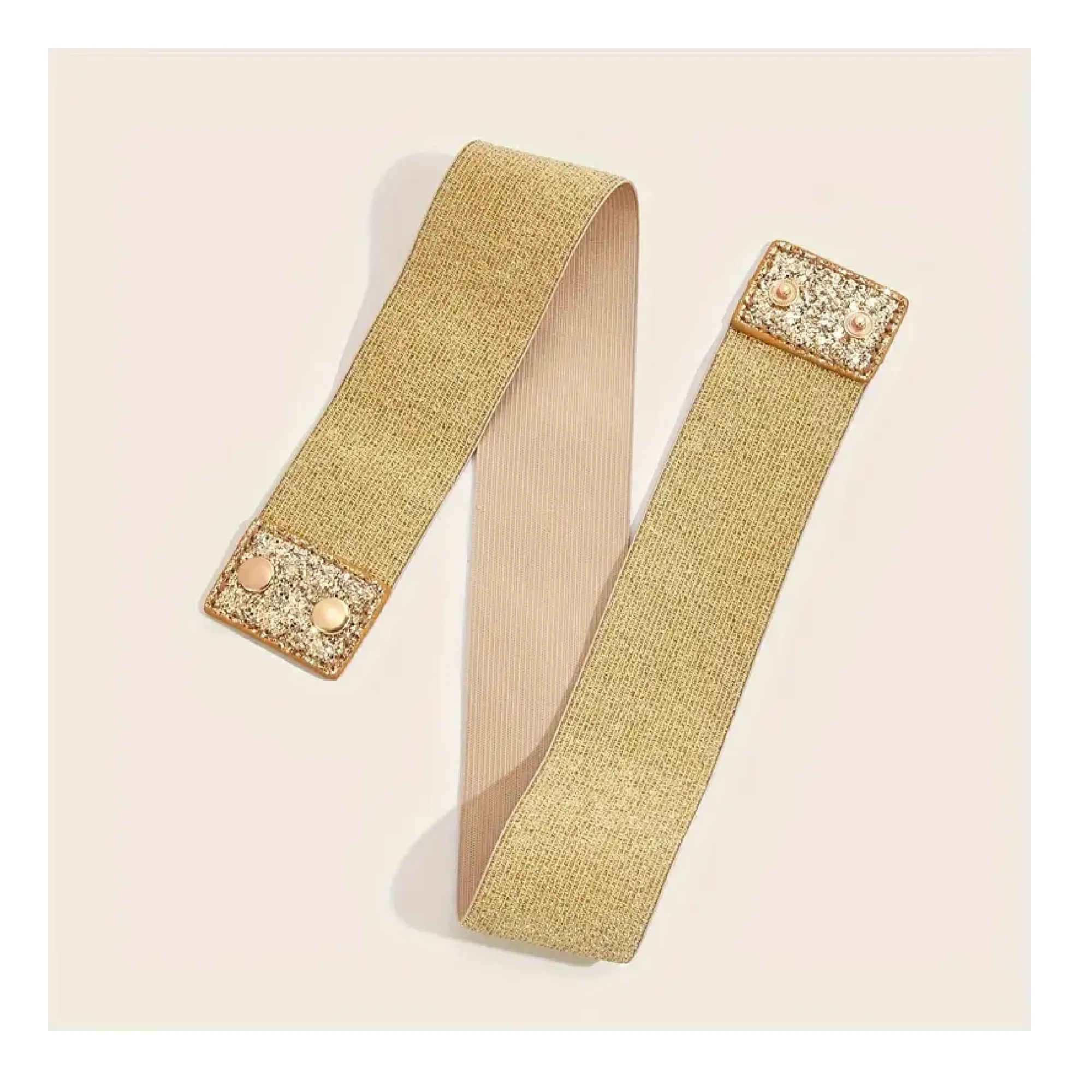 Golden Silvery Glitter Wide Belts Elegant Solid Color Elastic Waistband Pink Coat Dress Belt Women