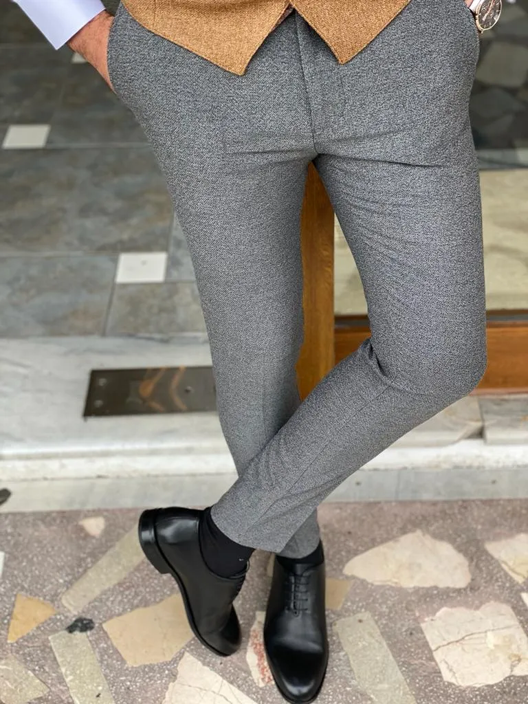 Gray Slim Fit Wool Pants for Men by GentWith.com | Worldwide Shipping