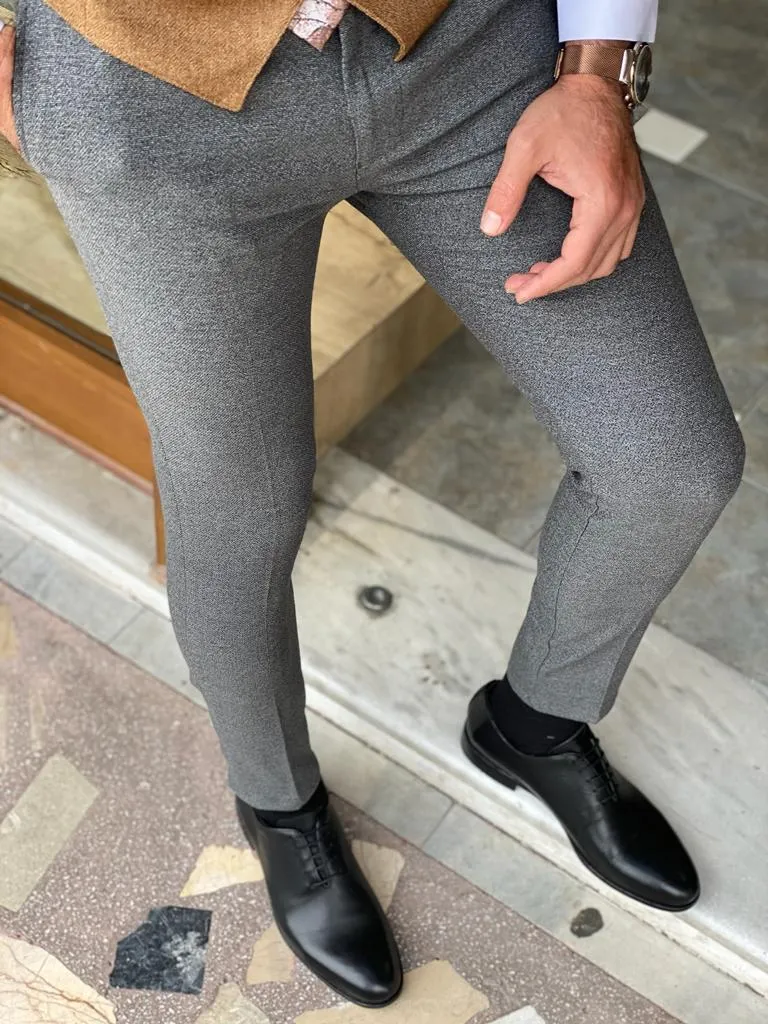 Gray Slim Fit Wool Pants for Men by GentWith.com | Worldwide Shipping