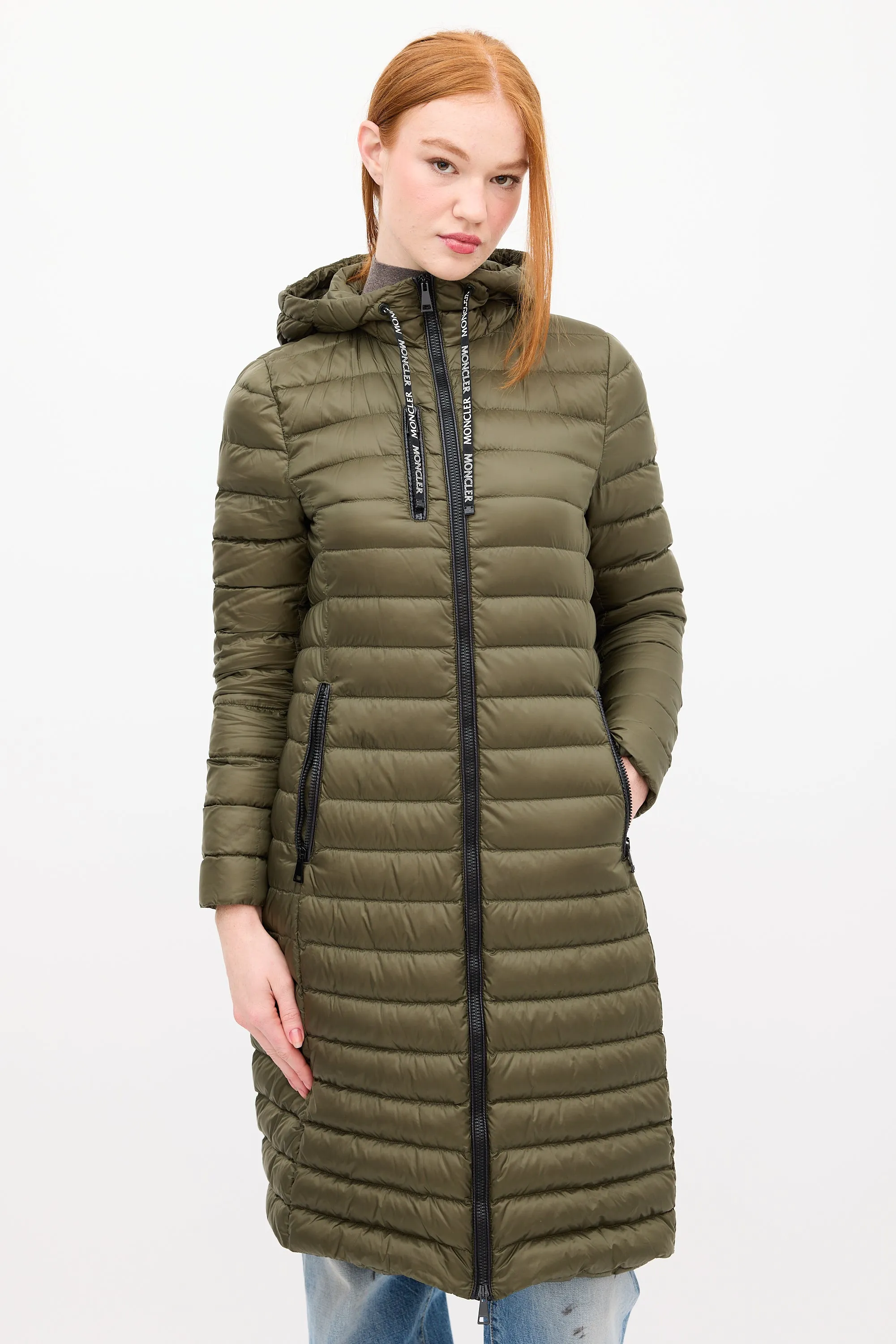 Green Down & Nylon Logo Suvette Puffer Coat