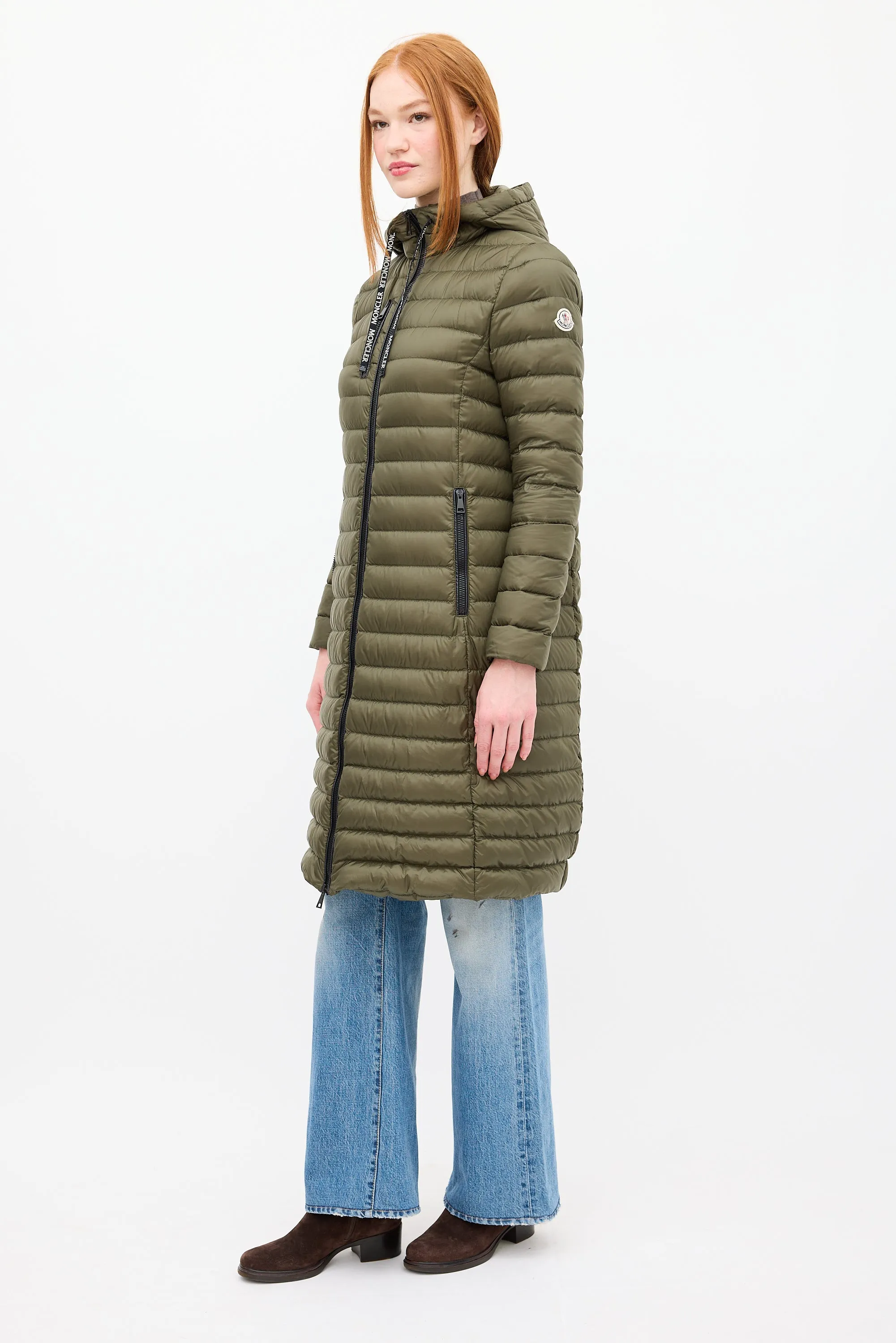 Green Down & Nylon Logo Suvette Puffer Coat