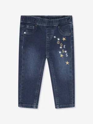 Guess Baby Girls Denim Pull On Pants in Blue