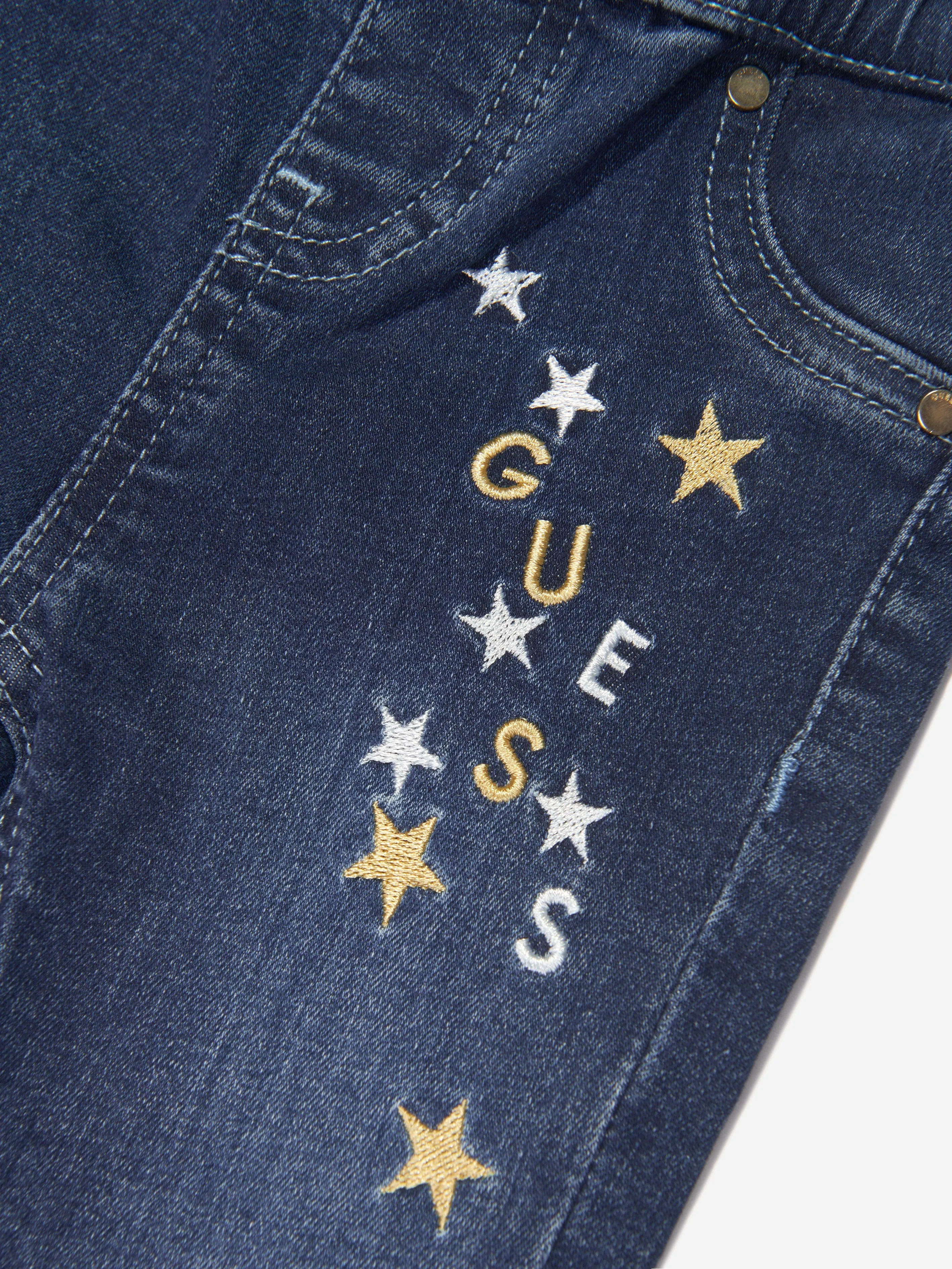 Guess Baby Girls Denim Pull On Pants in Blue