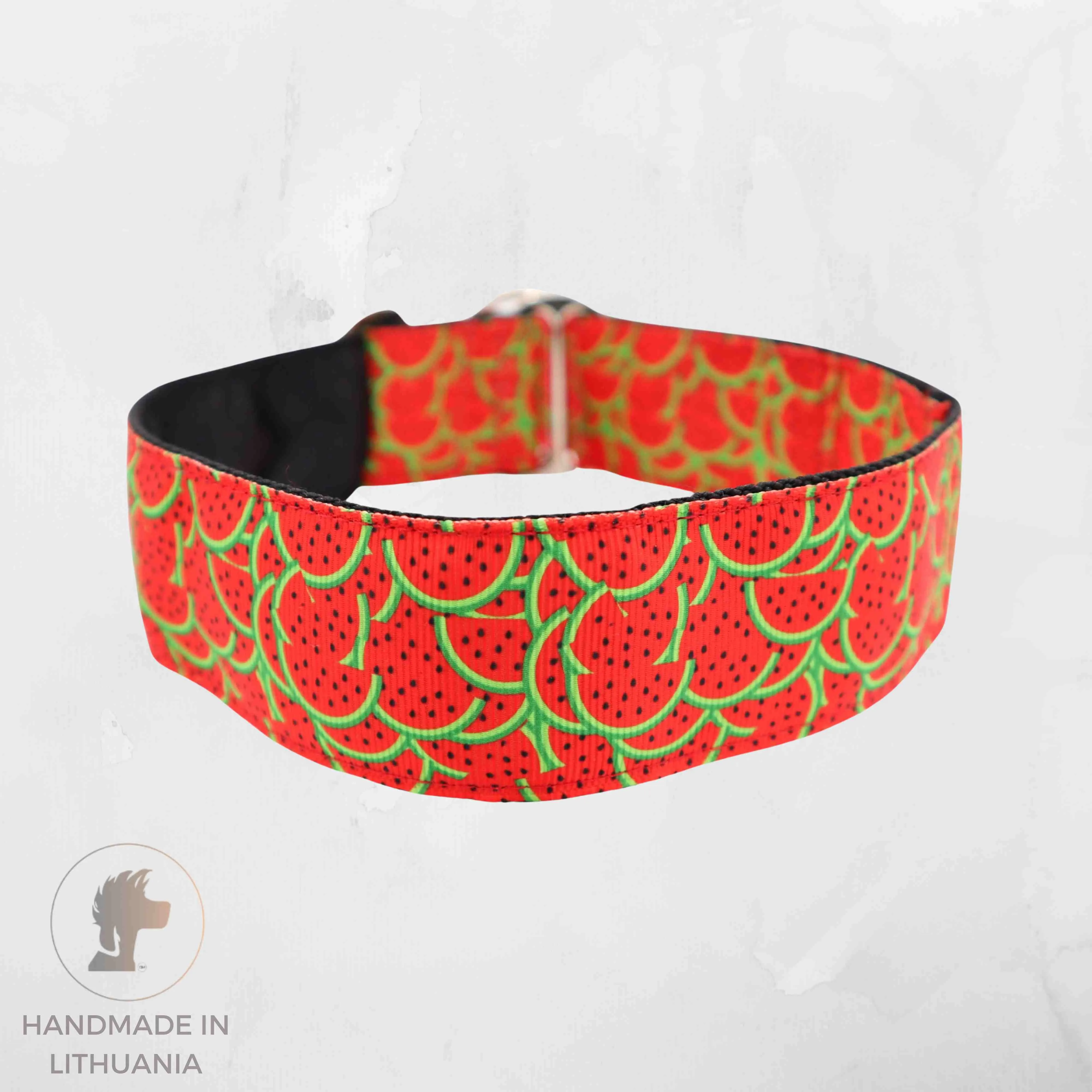 Handmade Dog Collar | Red Watermelon | Width: 15-20-25-30-40 mm