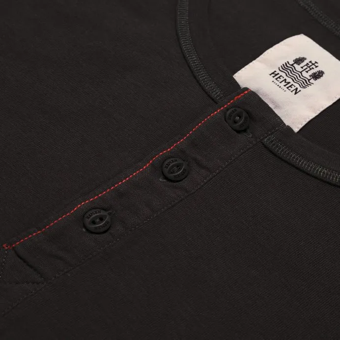 HARRI | Organic Long Sleeve Henley | Black