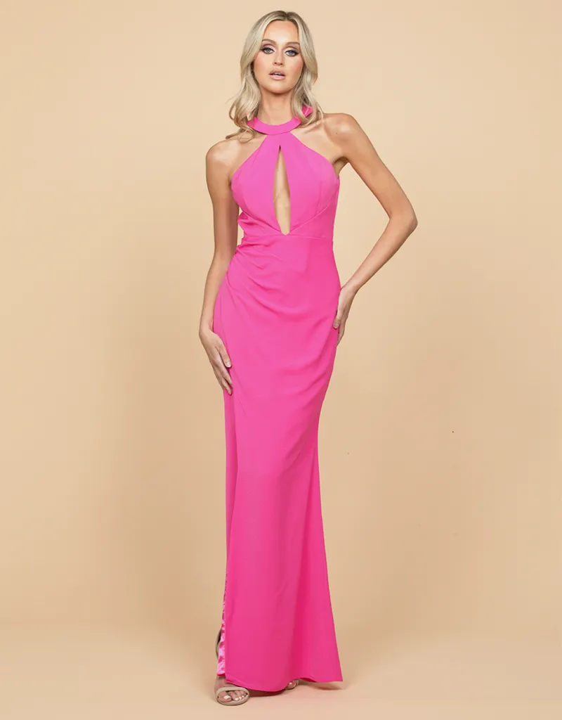 HARTLEY HALTER CUT OUT DRAPED MAXI BL58AD34L