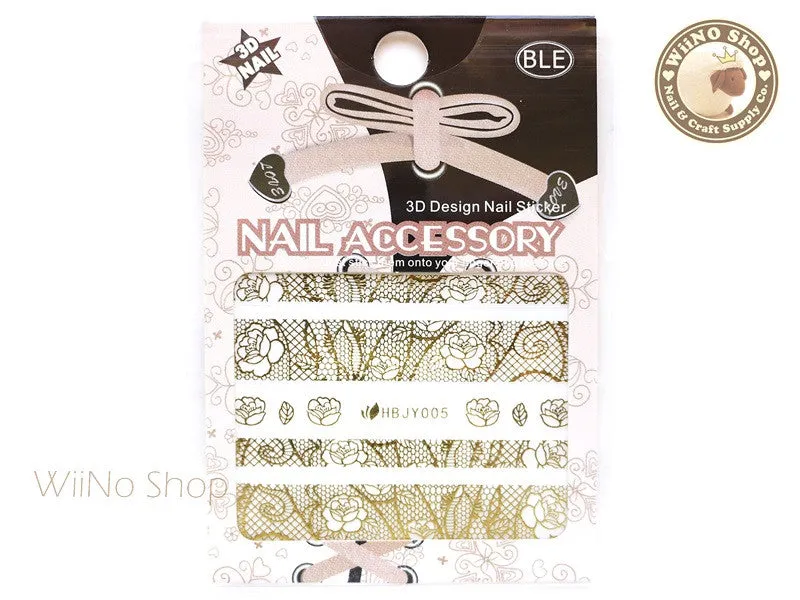 HBJY005 Gold Lace Nail Sticker Nail Art - 1 pc