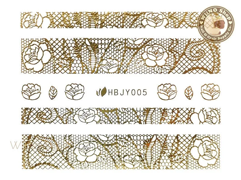 HBJY005 Gold Lace Nail Sticker Nail Art - 1 pc