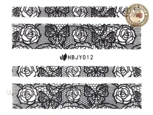 HBJY012 Black Lace Nail Sticker Nail Art - 1 pc