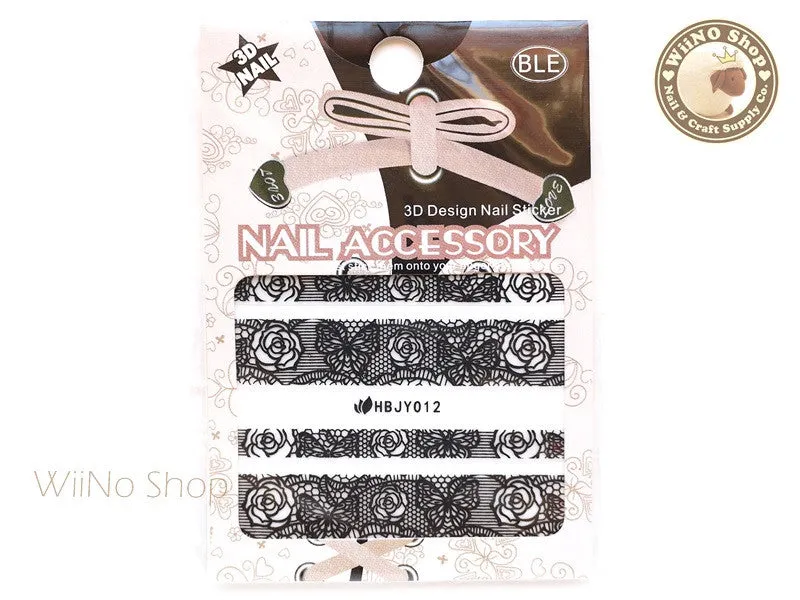 HBJY012 Black Lace Nail Sticker Nail Art - 1 pc