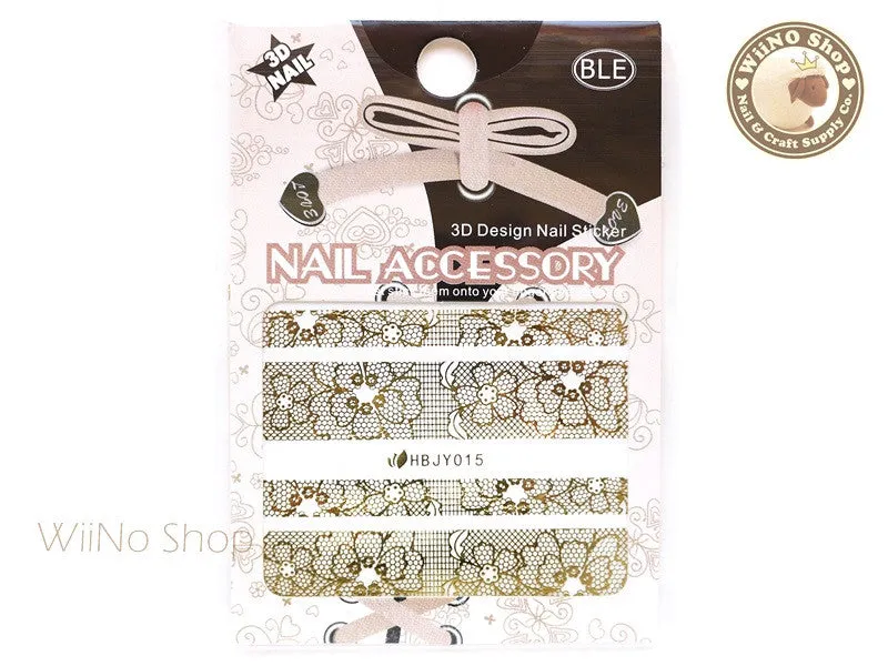 HBJY015 Gold Lace Nail Sticker Nail Art - 1 pc