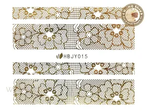 HBJY015 Gold Lace Nail Sticker Nail Art - 1 pc