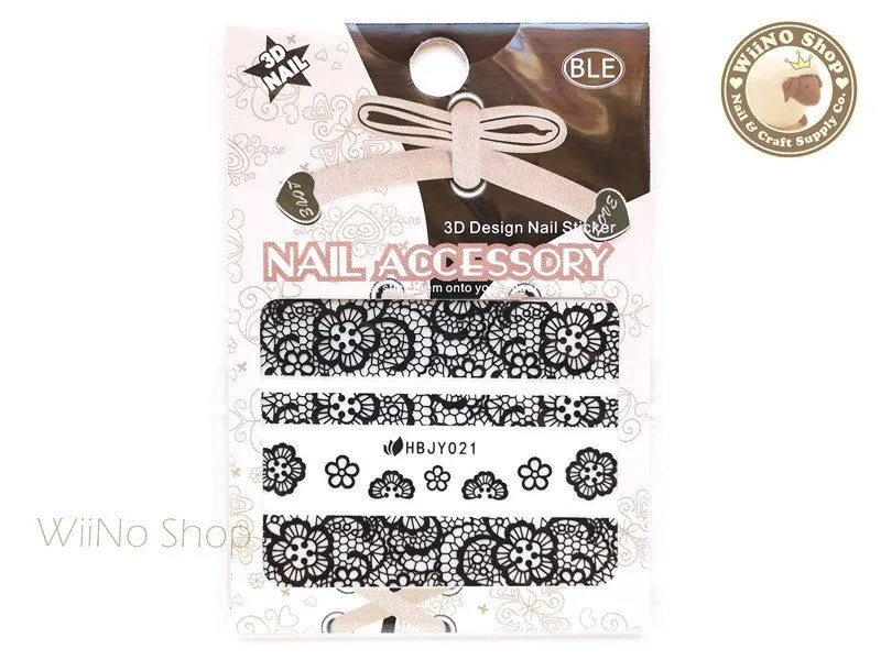 HBJY021 Black Lace Nail Sticker Nail Art - 1 pc