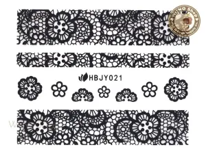 HBJY021 Black Lace Nail Sticker Nail Art - 1 pc