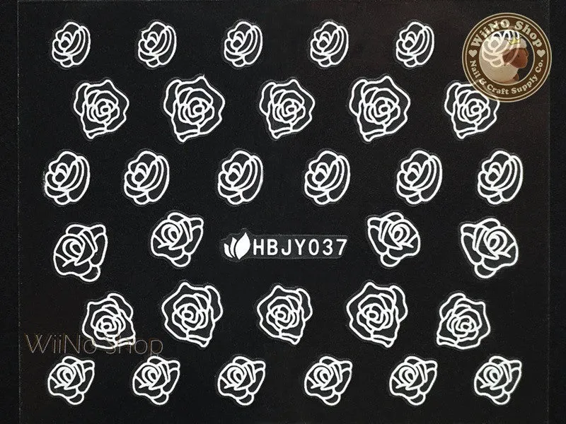 HBJY037 White Rose Nail Sticker Nail Art - 1 pc