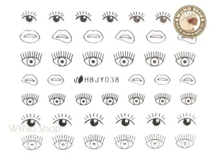 HBJY038 Silver Eyes Nail Sticker Nail Art - 1 pc