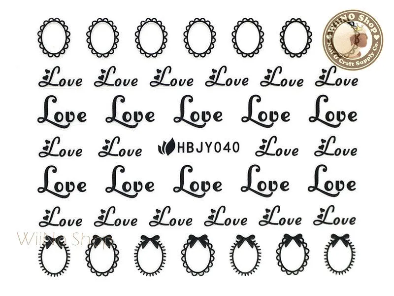 HBJY040 Black Love Frame Nail Sticker Nail Art - 1 pc