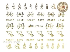 HBJY056 Gold Heart and Candles Nail Sticker Nail Art - 1 pc