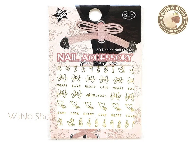 HBJY056 Gold Heart and Candles Nail Sticker Nail Art - 1 pc