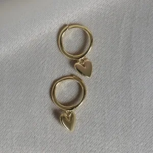 Heart Drop Earrings - Gold