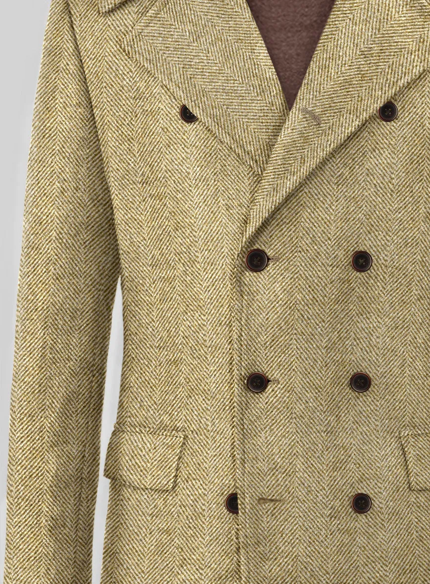 Highlander Heavy Beige Herringbone Tweed GQ Overcoat