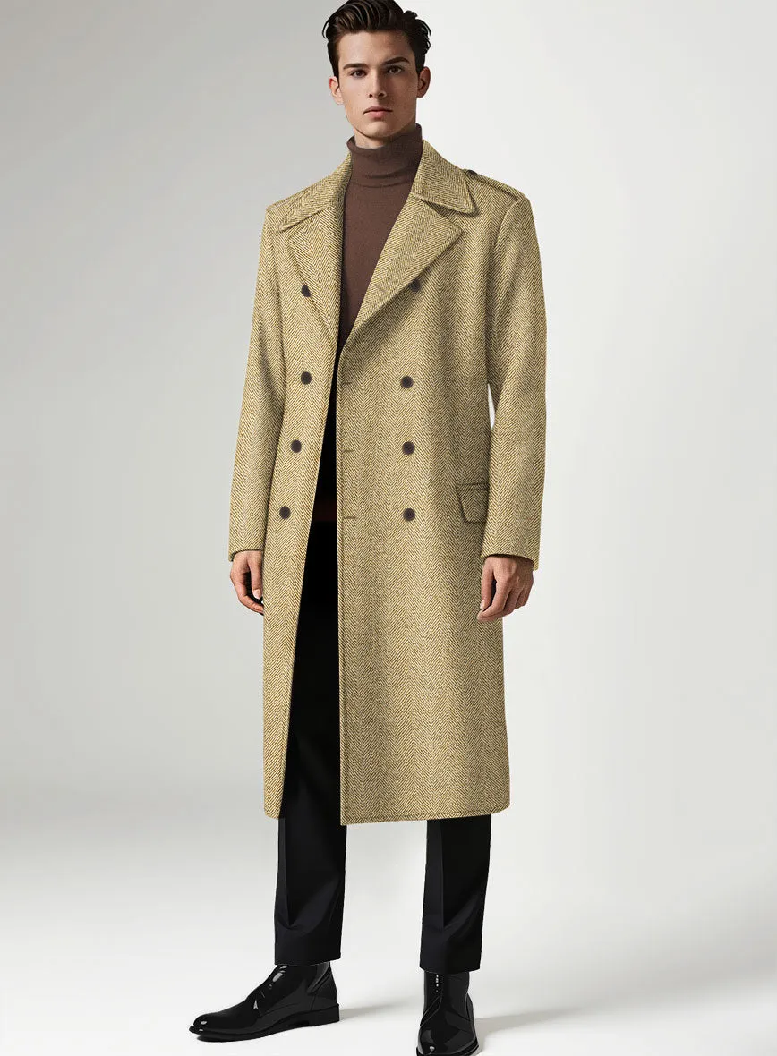 Highlander Heavy Beige Herringbone Tweed GQ Overcoat