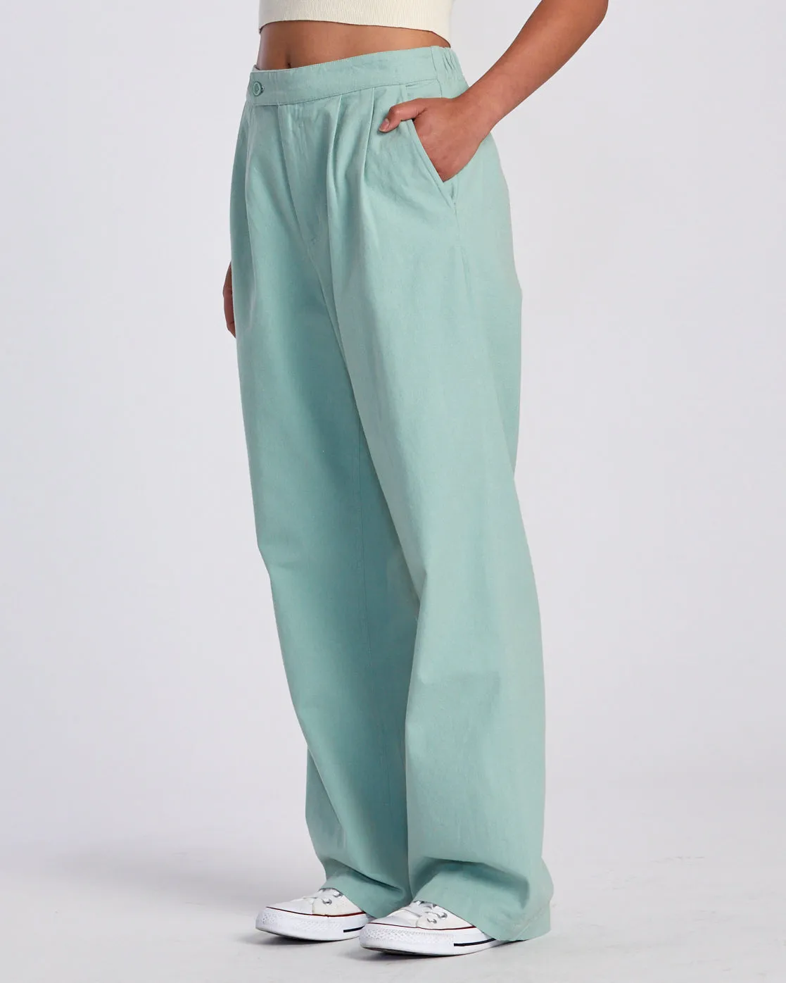 Hudson Wide Leg Pants - Green Haze