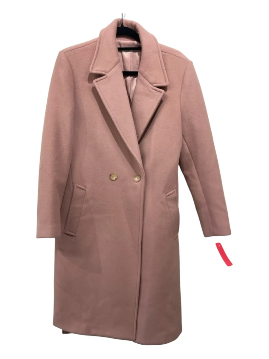 J Mclaughlin Size L Pink Wool Trench Sash Double Breasted Pockets Coat