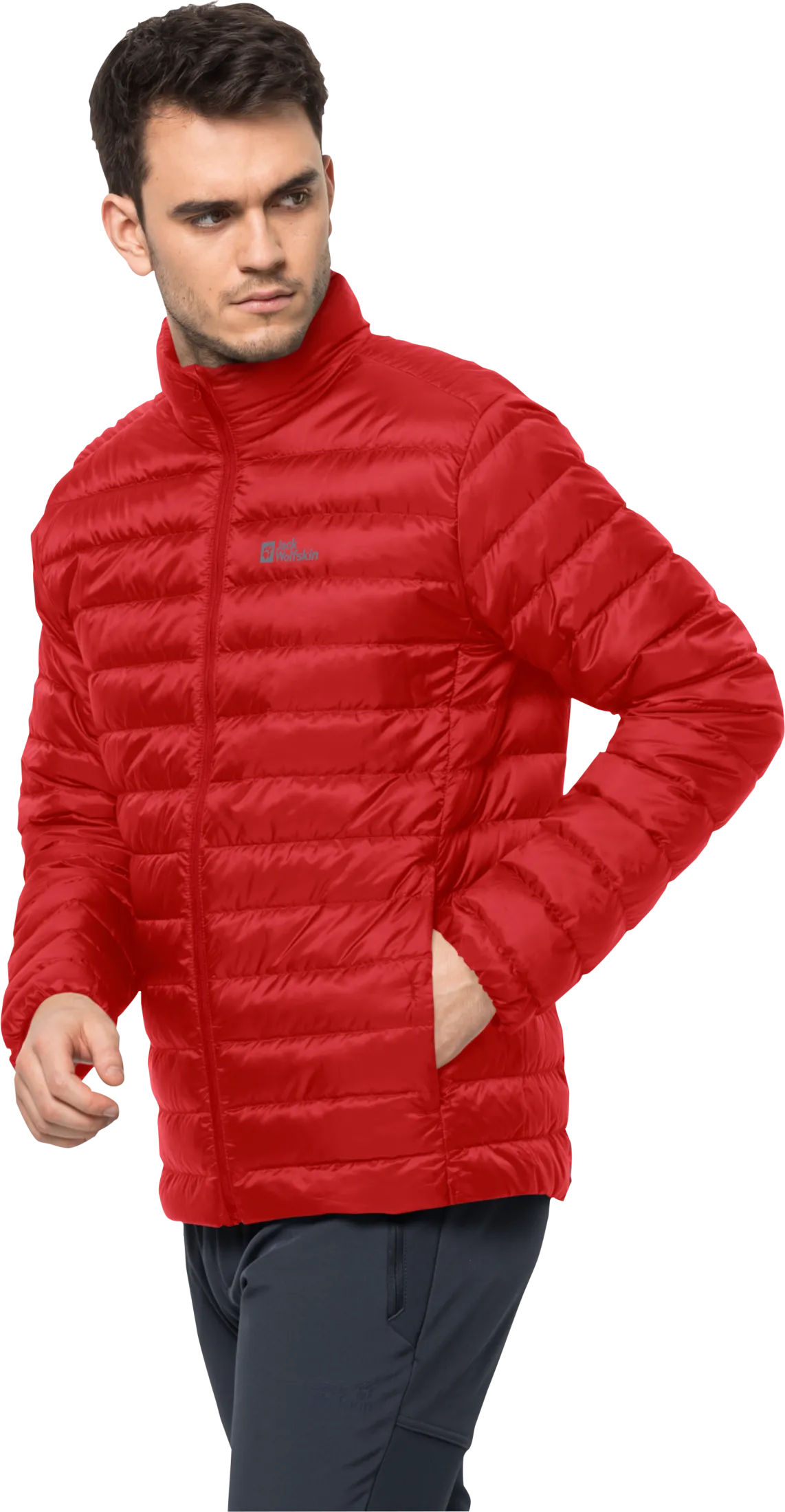 Jack Wolfskin Men&#x27;s Pack &amp; Go Down Jacket Adrenaline Red | Buy Jack Wolfskin Men&#x27;s Pack &amp; Go Down Jacket Adrenaline Red here | Outnorth