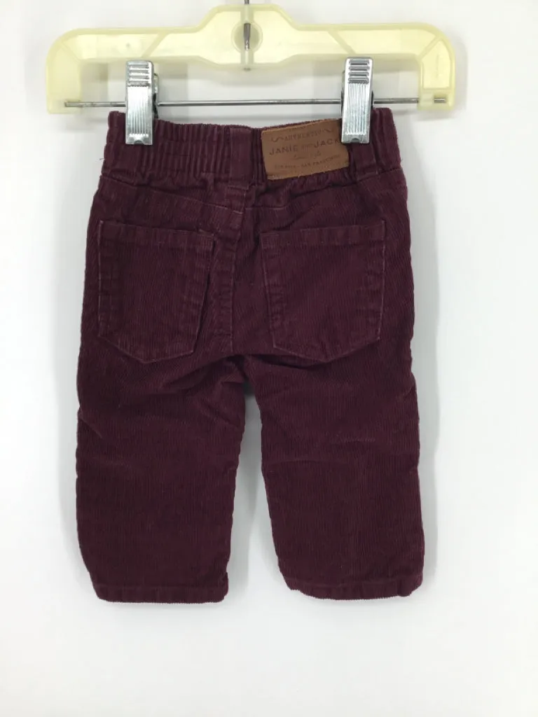 Janie and Jack Child Size 3-6 Months Burgundy Solid Pants - boys