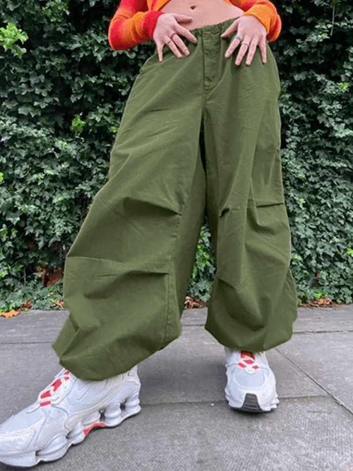 Joskaa Relaxed Drawstring Low Waist Cargo Pants