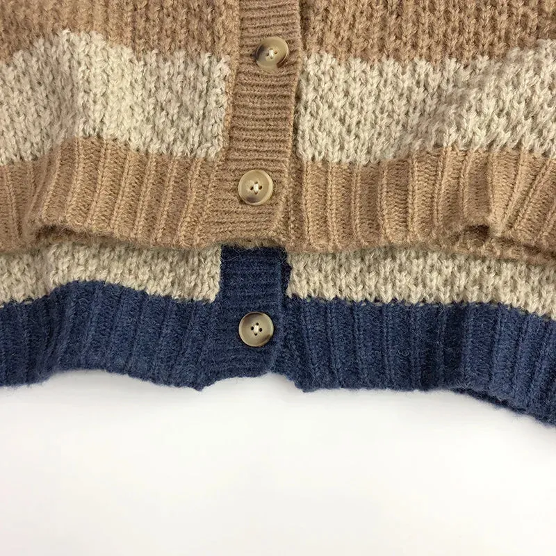 Kids Pattern Knit Buttoned Cardigan