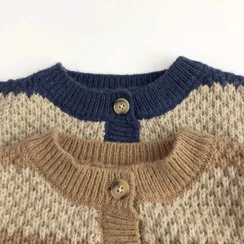 Kids Pattern Knit Buttoned Cardigan