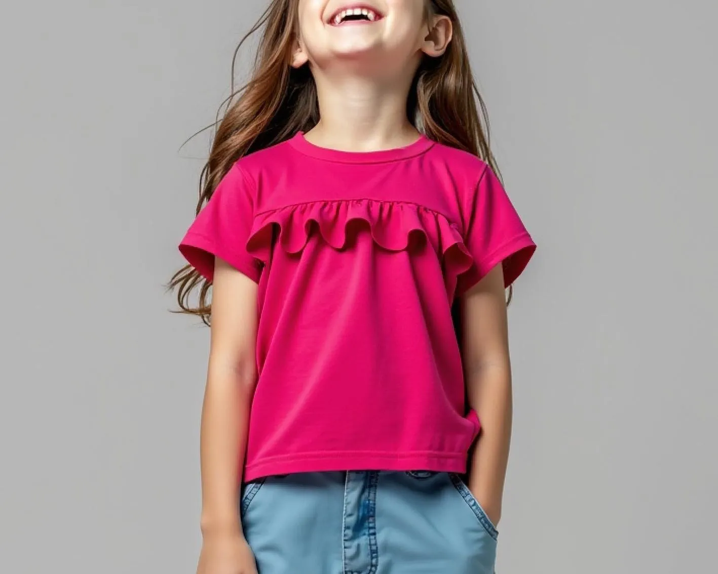 Kids T-Shirt Sewing Pattern, Ruffle Short Sleeve Top PDF, Beginner DIY Sewing Pattern, Printable Frill Shirt for Girls