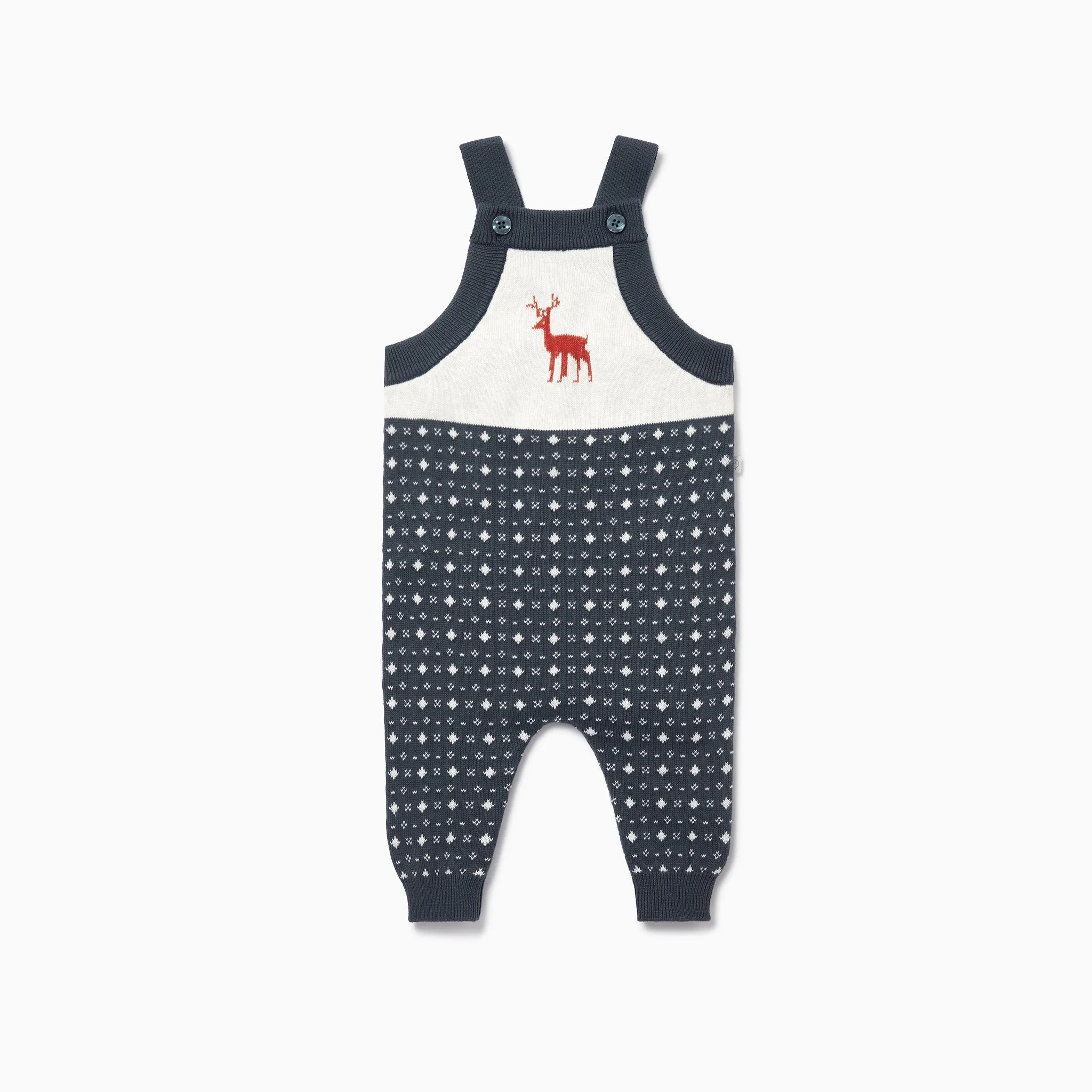 Knitted Reindeer Dungarees & Ribbed Bodysuit Outfit