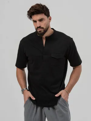 KNOX HENLEY T-SHIRT IN BLACK