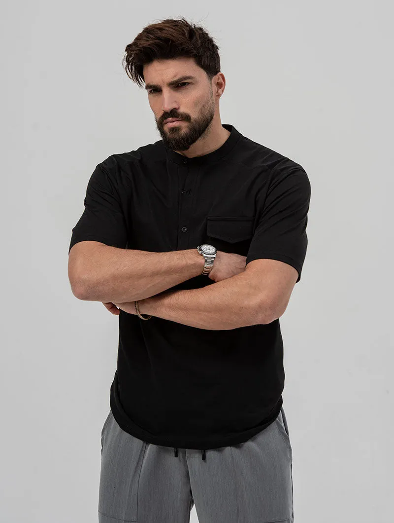 KNOX HENLEY T-SHIRT IN BLACK