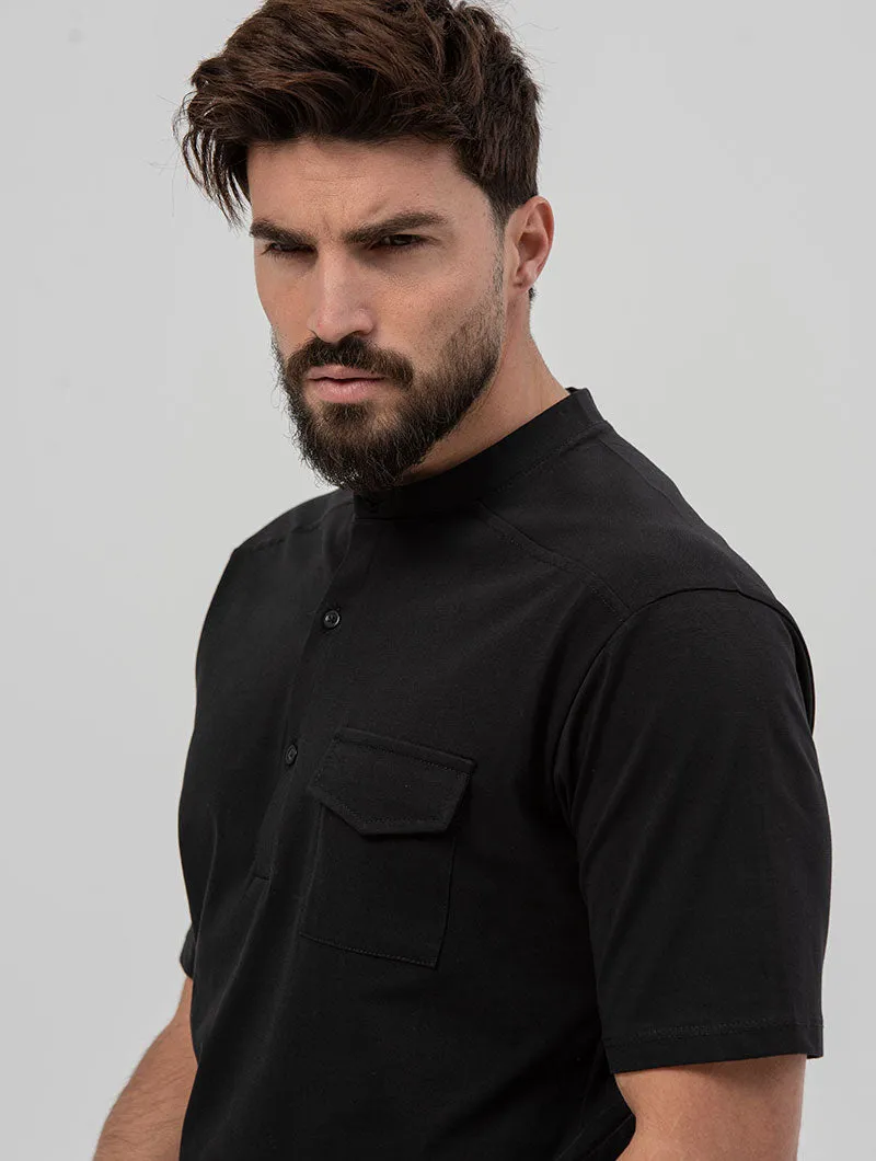 KNOX HENLEY T-SHIRT IN BLACK