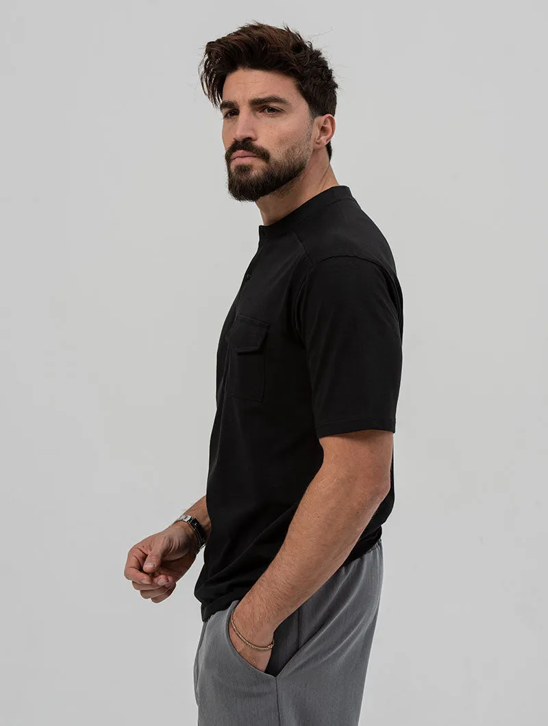 KNOX HENLEY T-SHIRT IN BLACK