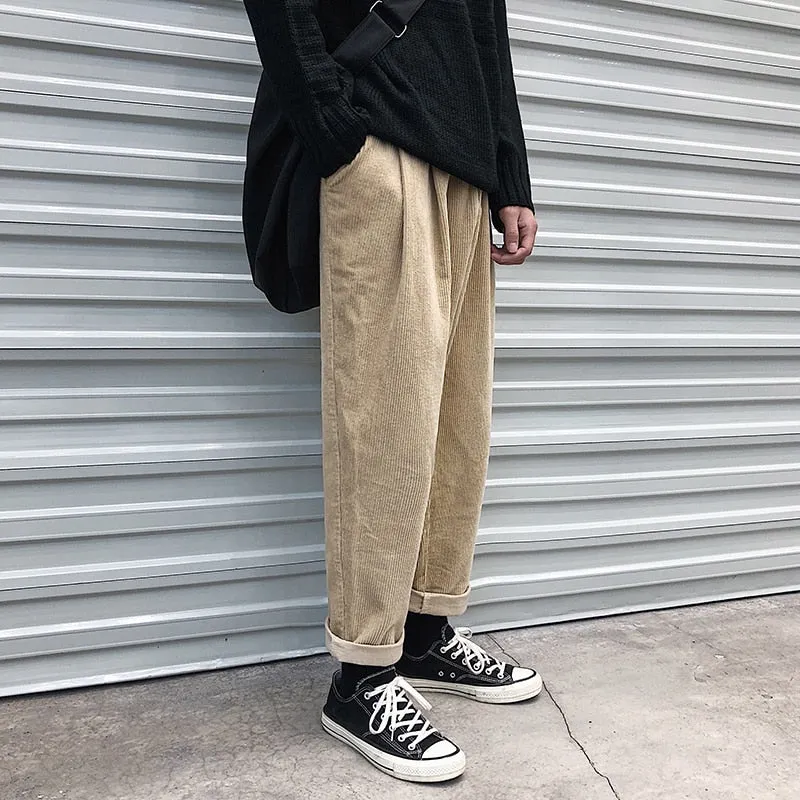 [Korean Style] Corduroy Straight Cargo Pants