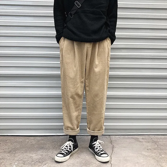 [Korean Style] Corduroy Straight Cargo Pants