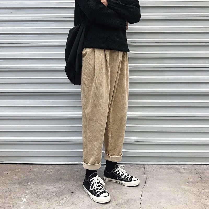 [Korean Style] Corduroy Straight Cargo Pants