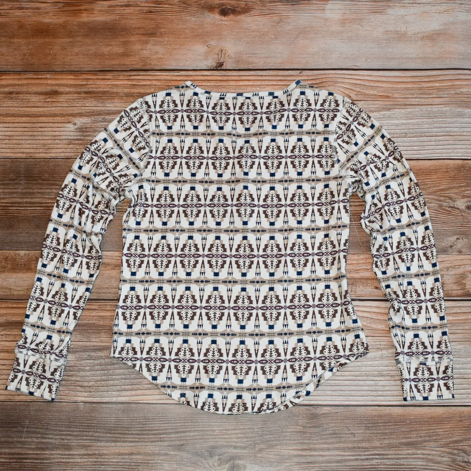 Ladies Kennedy Henley Shirt featuring a Frontier Aztec Blaket Print