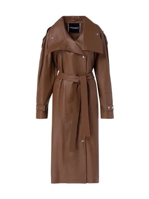 Leather Trench Coat Cognac