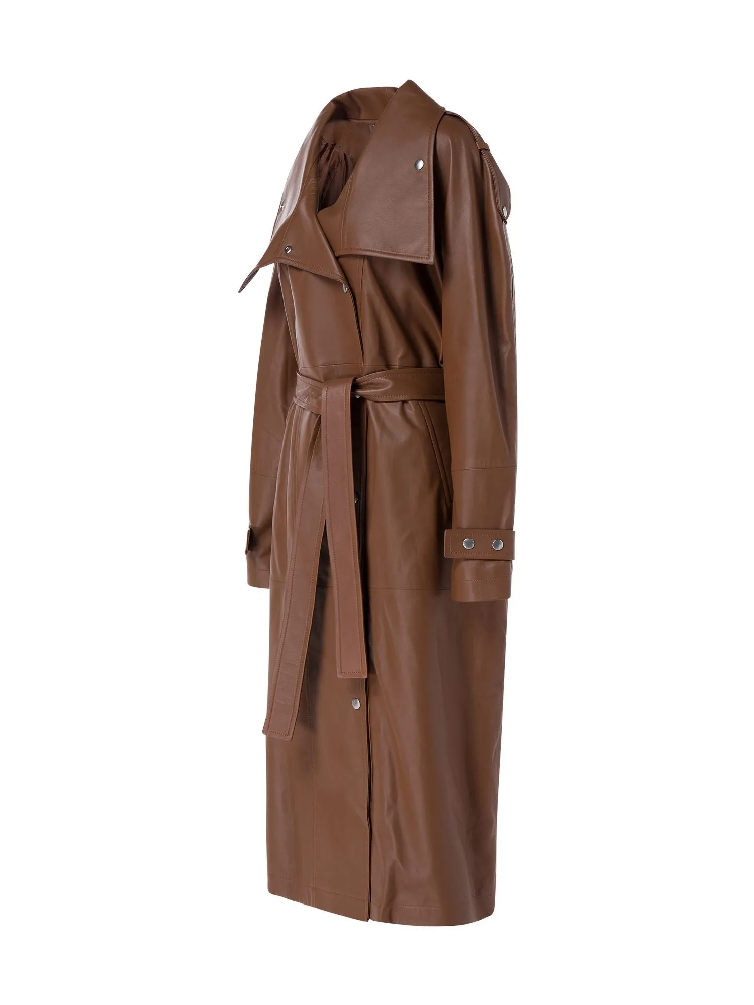 Leather Trench Coat Cognac