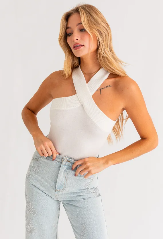 Lena Criss Cross Halter Bodysuit