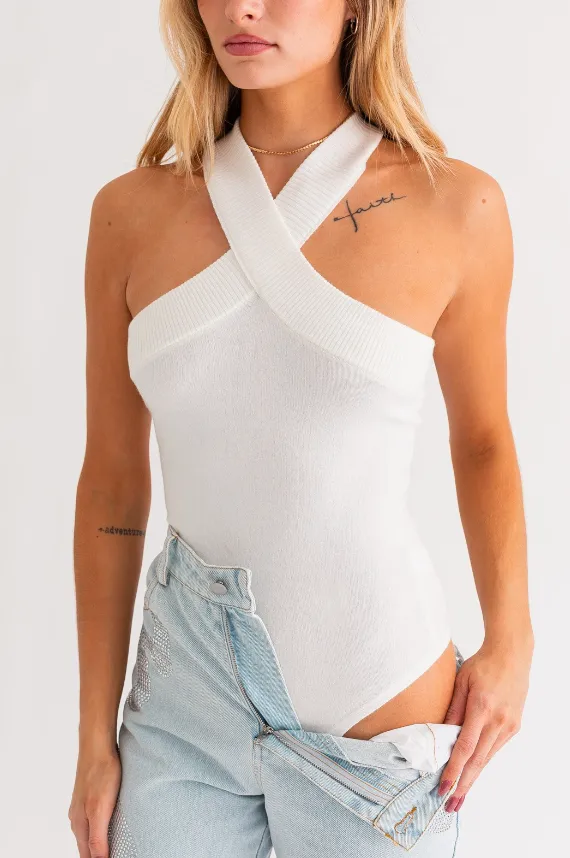 Lena Criss Cross Halter Bodysuit