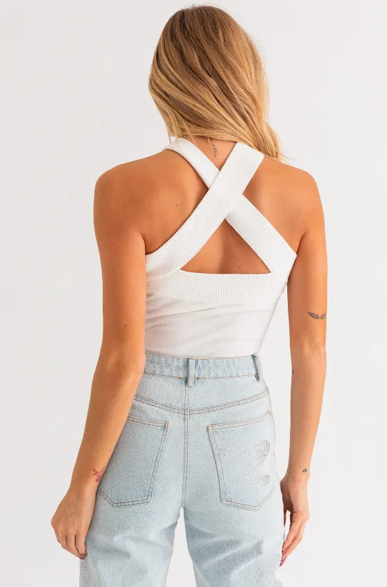 Lena Criss Cross Halter Bodysuit