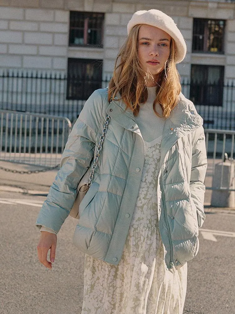 Light Green Crop Goose Down Coat