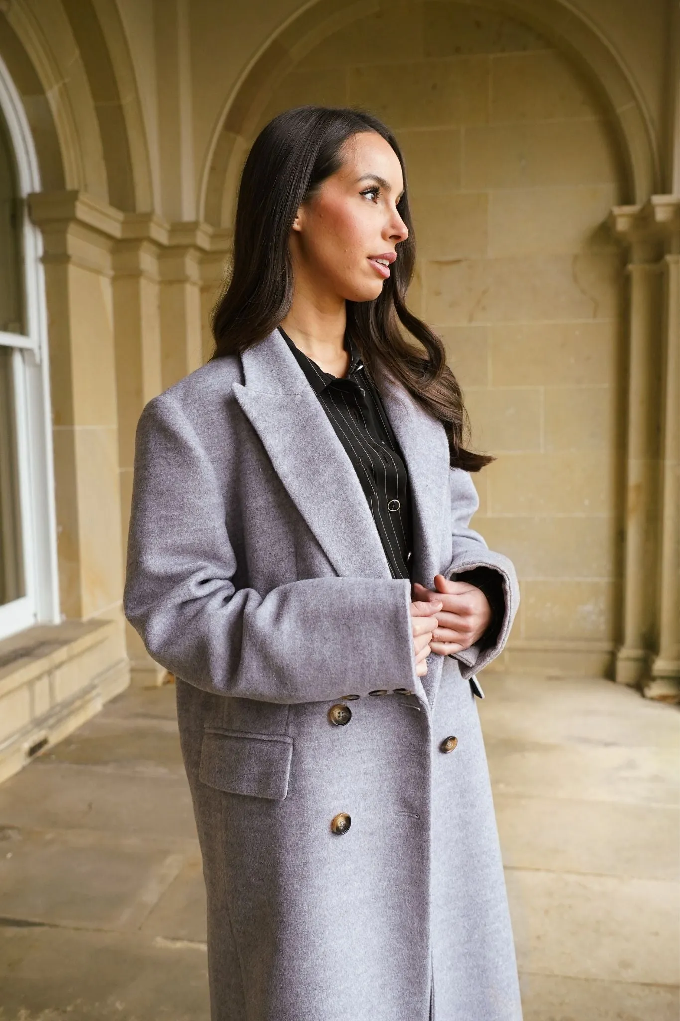 Love Laura Coat In Grey Marl